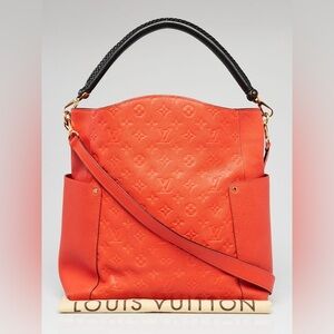 Authentic Louis Vuitton Bagatelle Empreinte leather 2 way apricot hobo bag